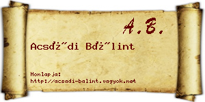 Acsádi Bálint névjegykártya