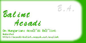 balint acsadi business card